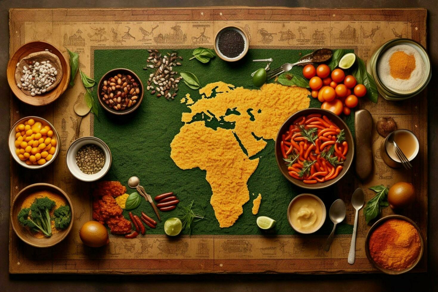 The unique and flavorful cuisines of different Afri photo