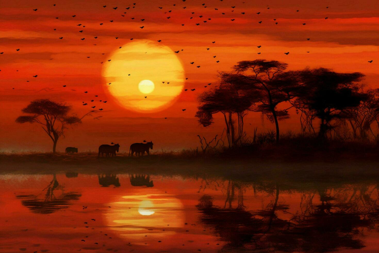 The warmth and color of African sunsets over the sa photo