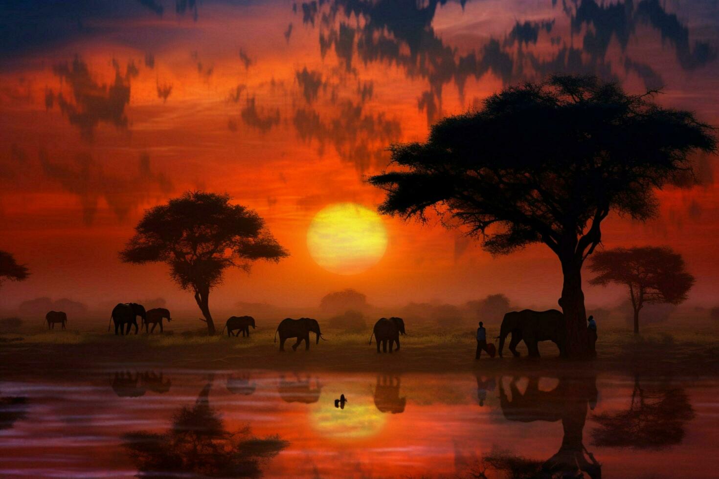 The warmth and color of African sunsets over the sa photo