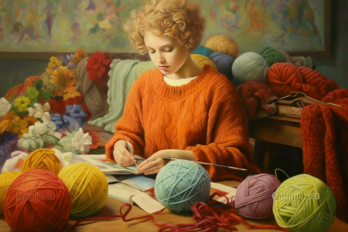 Trying new hobbies like painting or knitting photo