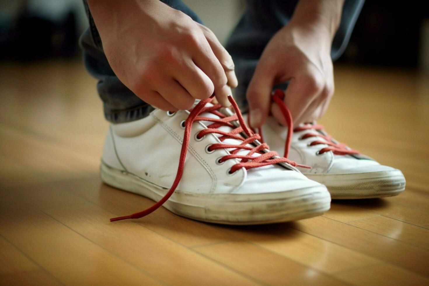 Tying shoelaces for the first time photo