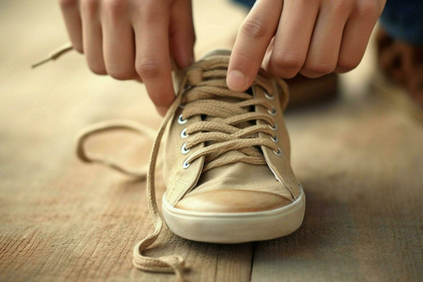 Tying shoelaces for the first time photo