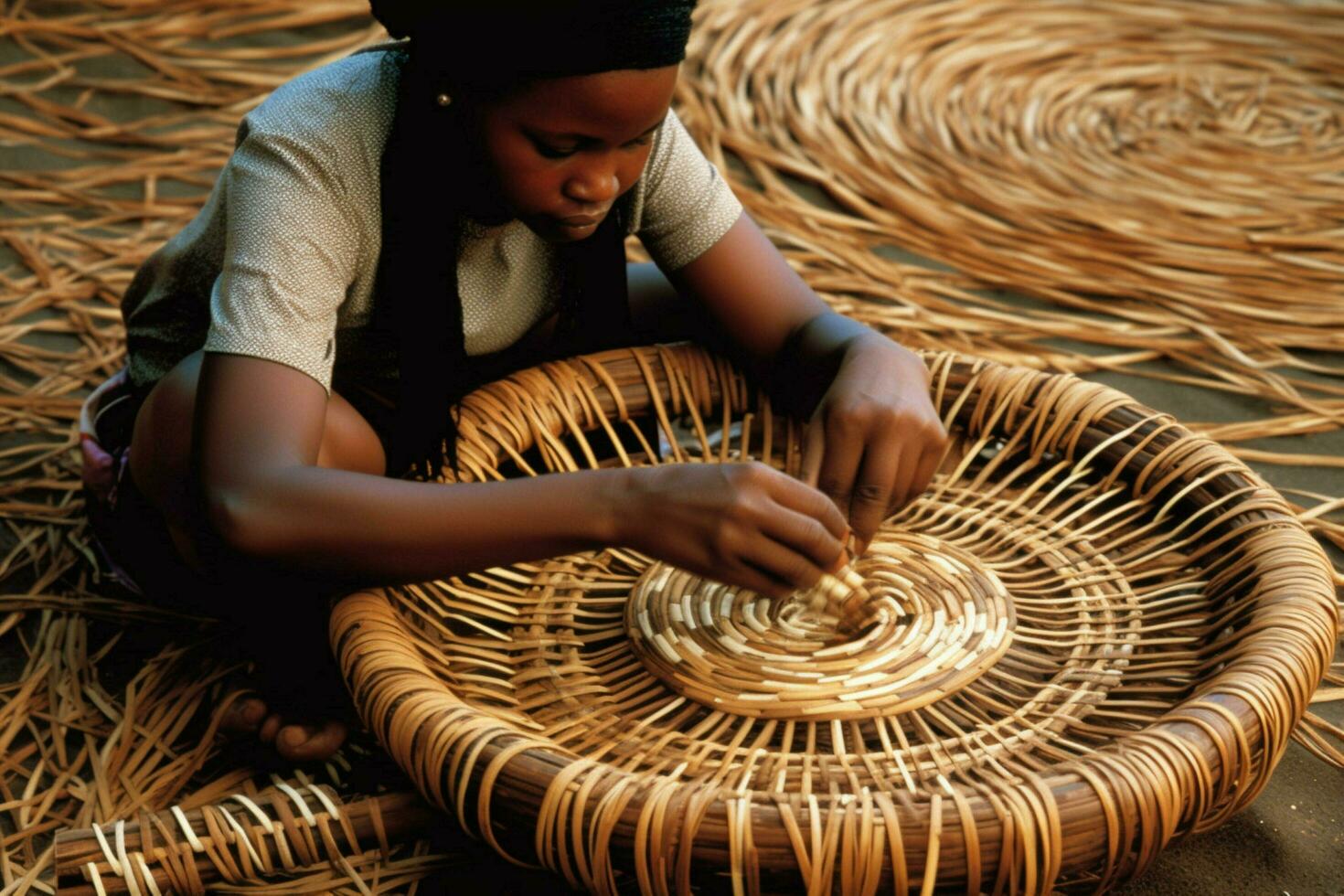 Use of traditional African basketweaving technique 30627039 Stock