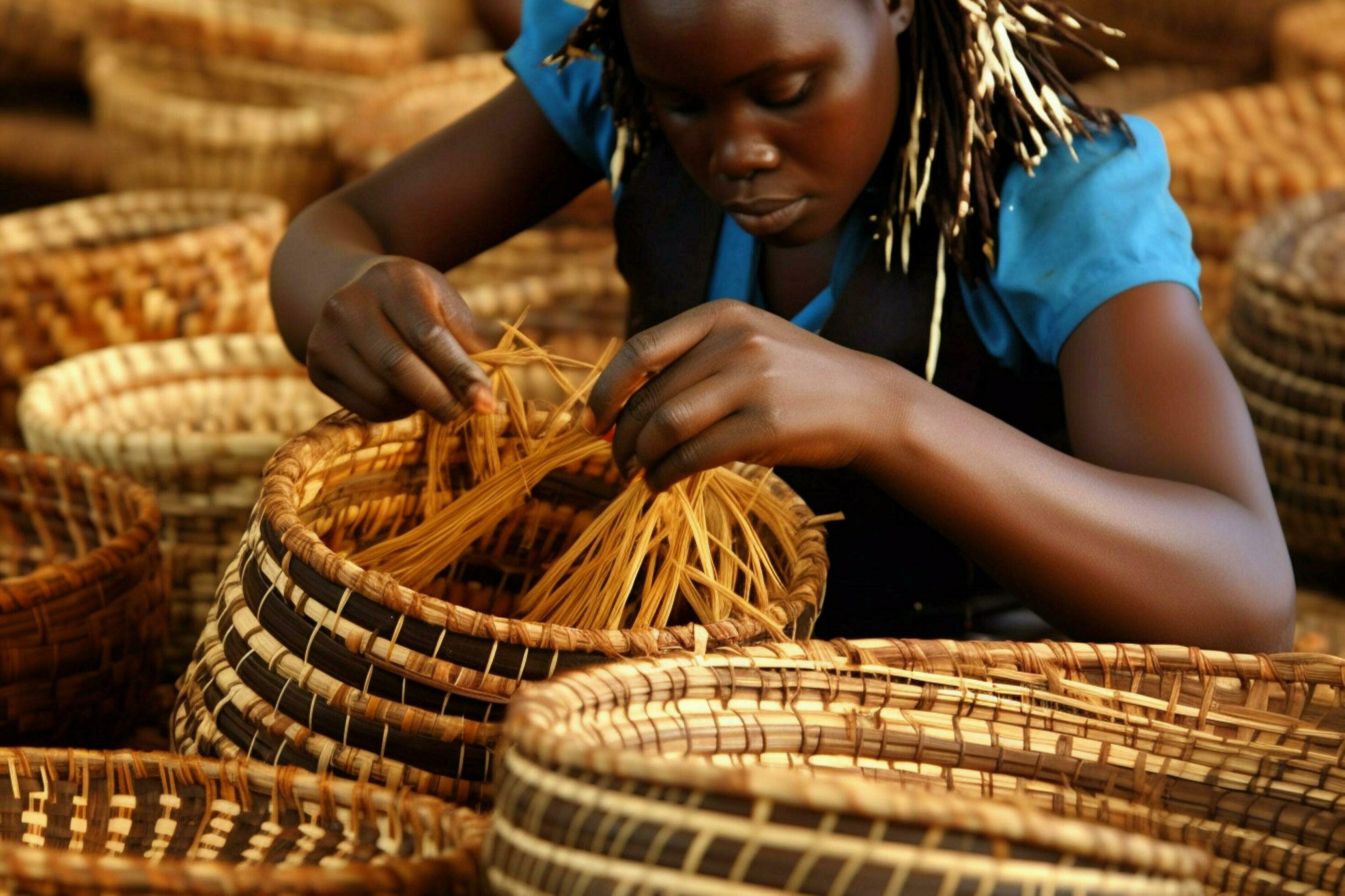 Use of traditional African basketweaving technique 30627040 Stock