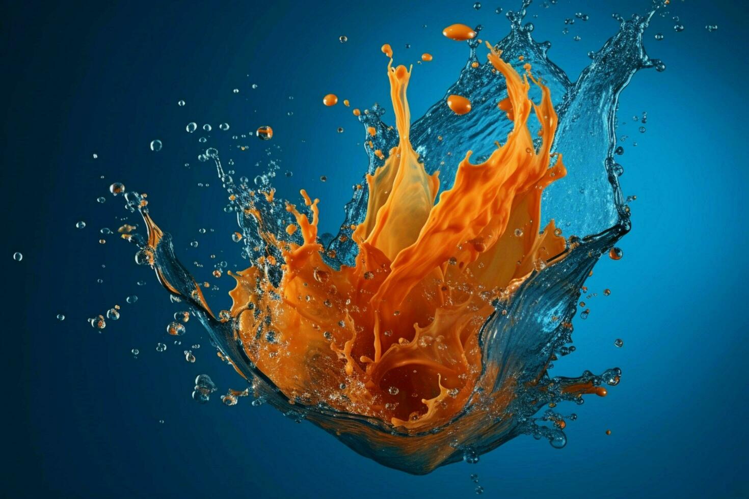 un azul y naranja agua chapoteo con un azul backgrou foto