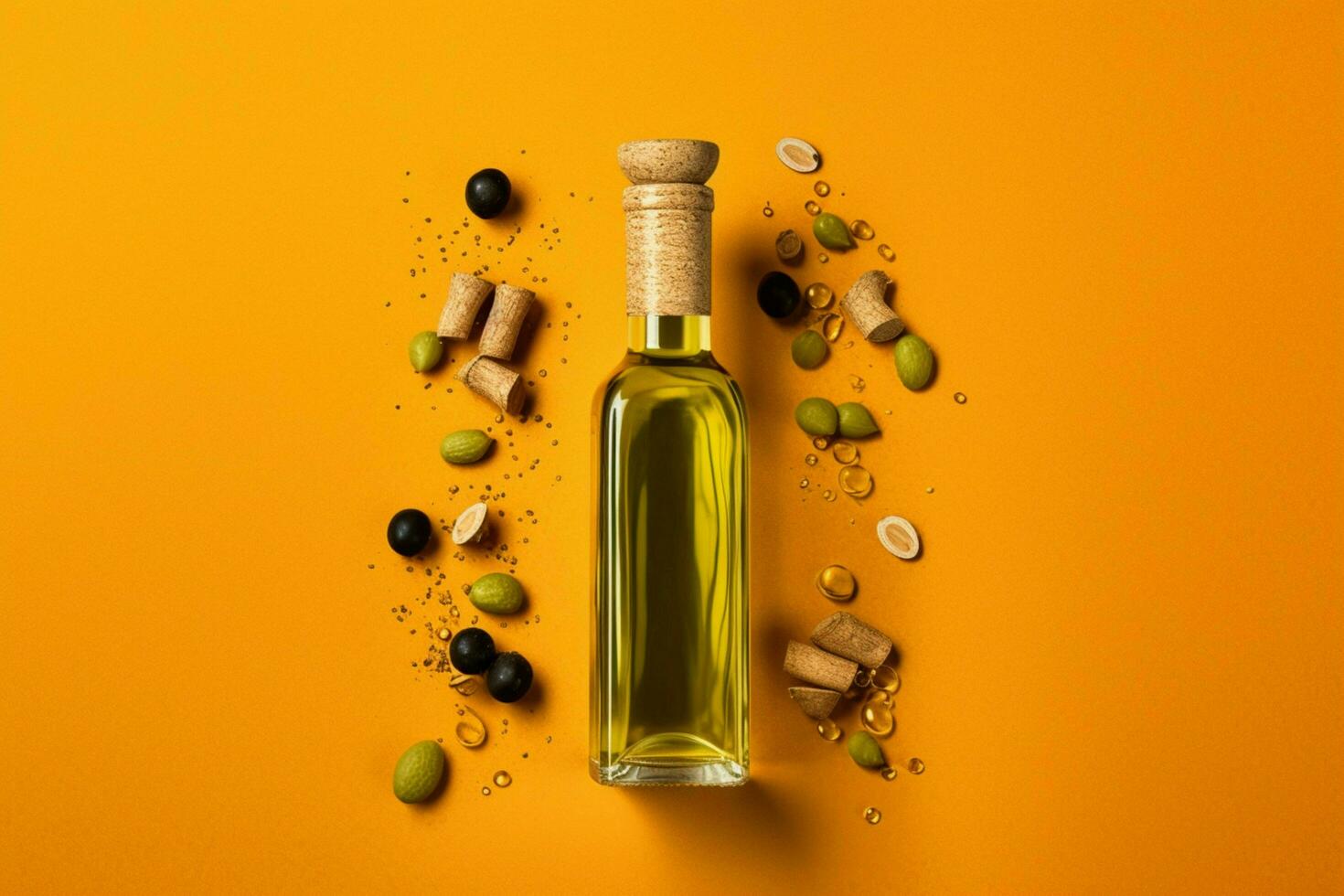 a bottle of olive oil with a cork in the top photo