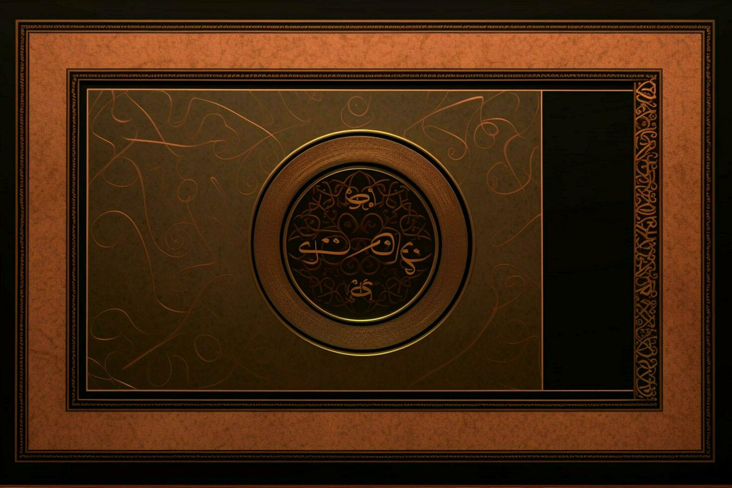 a brown background with a frame that says arabic on photo