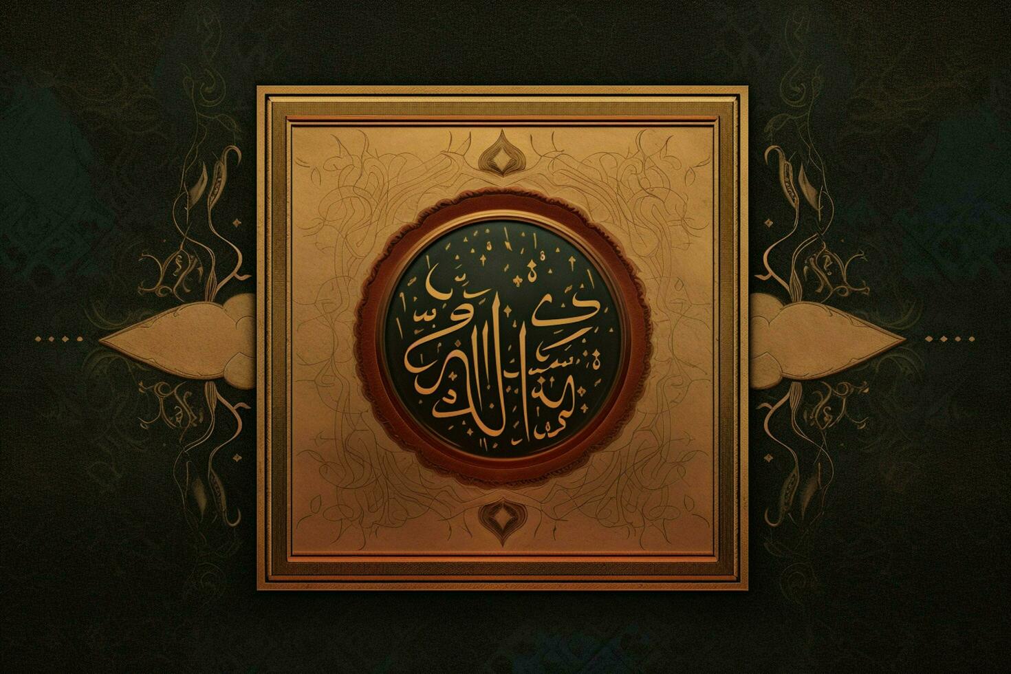 a brown background with a frame that says arabic photo