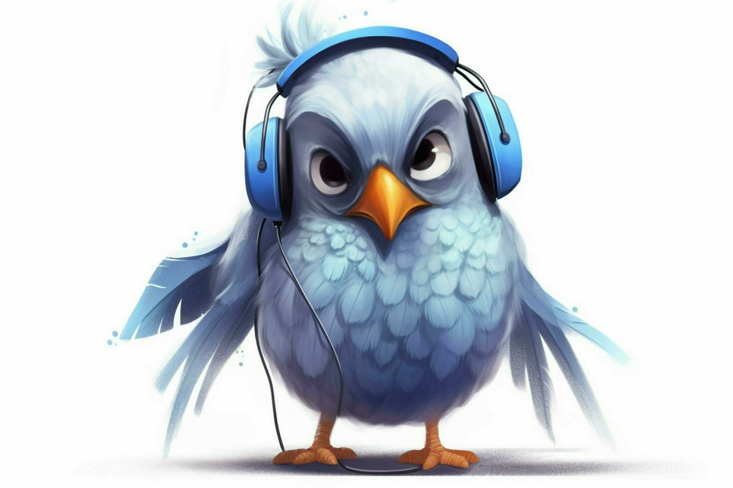a cartoon bird with headphones and a scarf that s photo