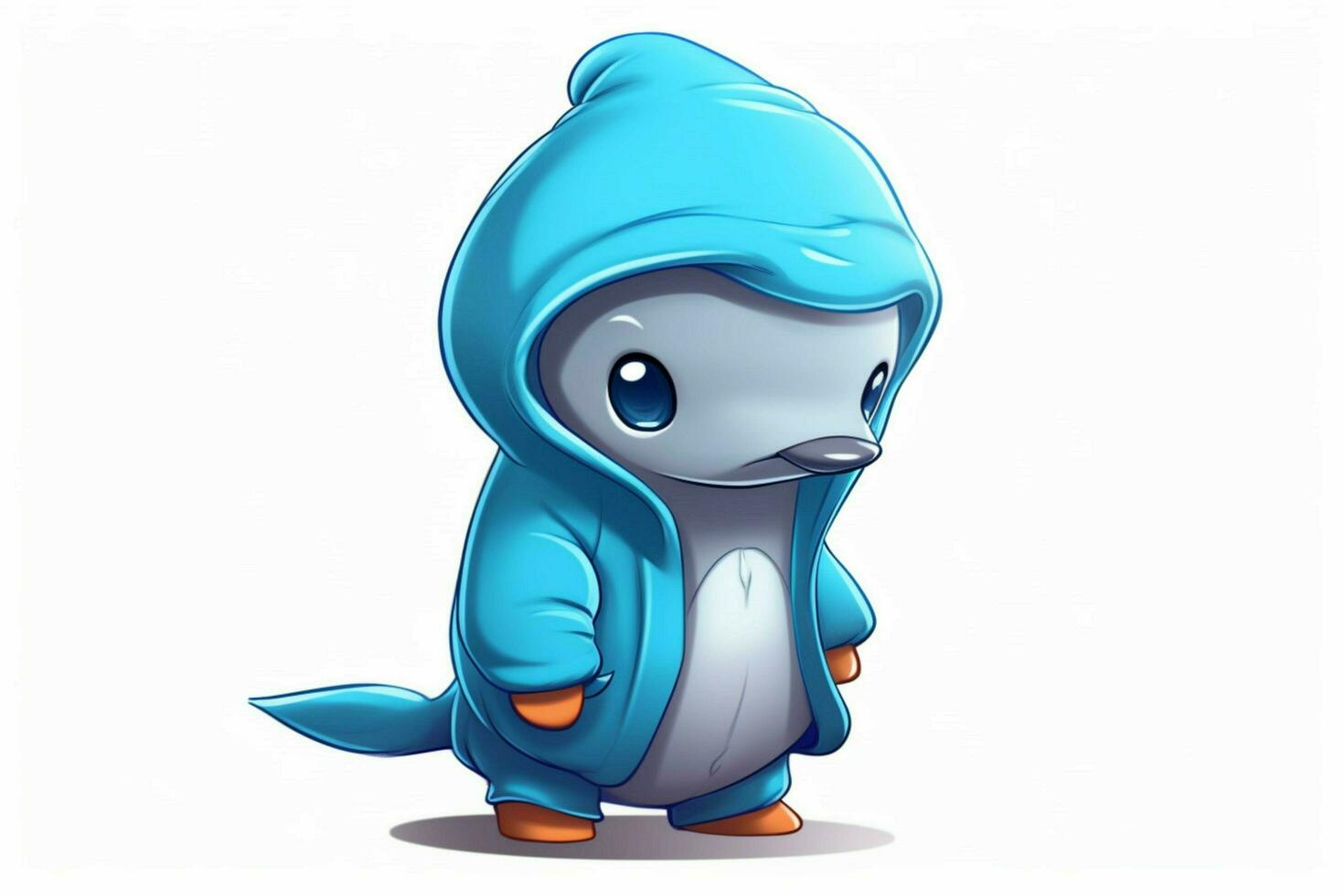 a cartoon dolphin with a hoodie and a hoodie photo