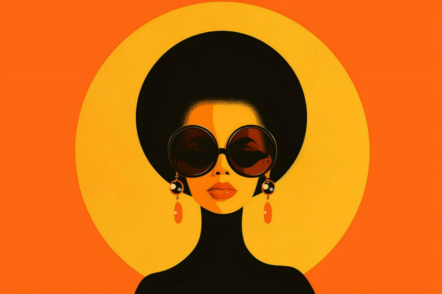 a cartoon of a woman with an orange background an photo