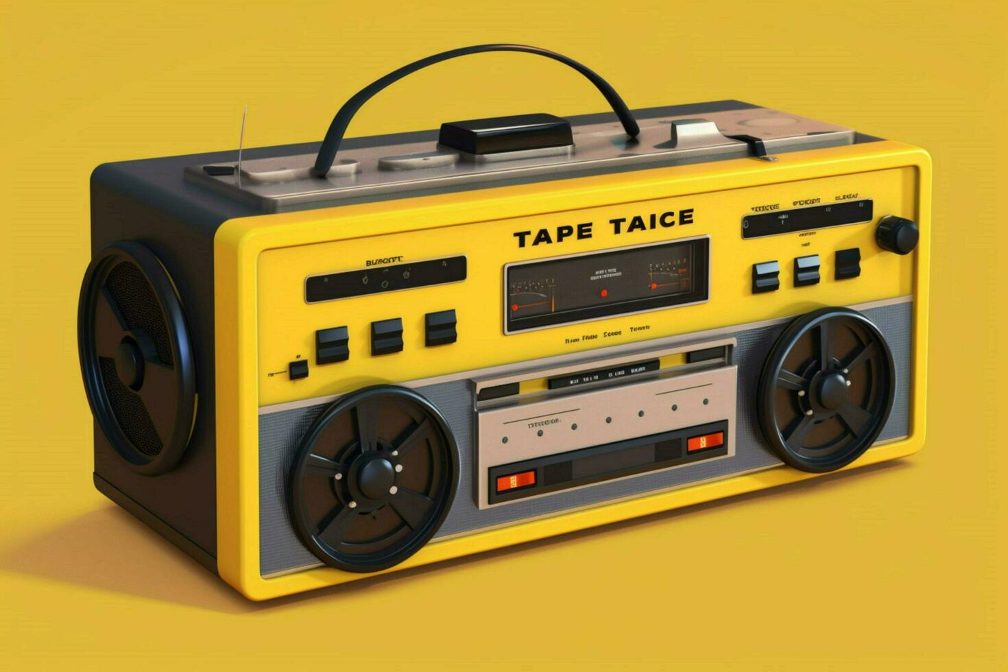 a cassette player with a yellow and black label t photo