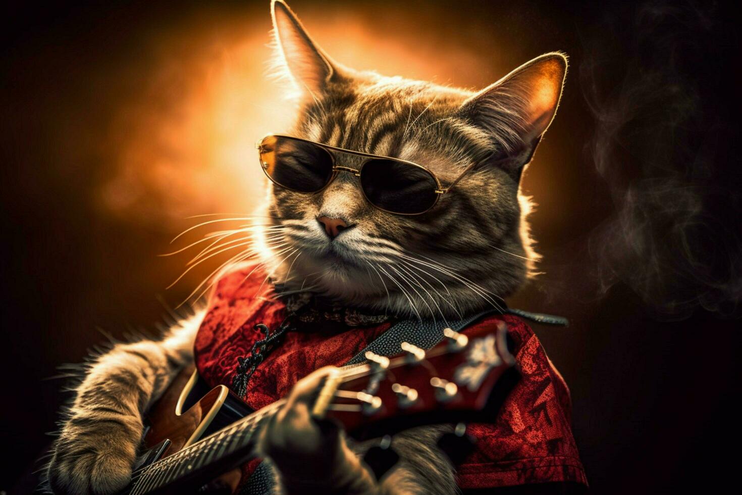 un gato con un guitarra en eso ese dice el palabra jazz foto