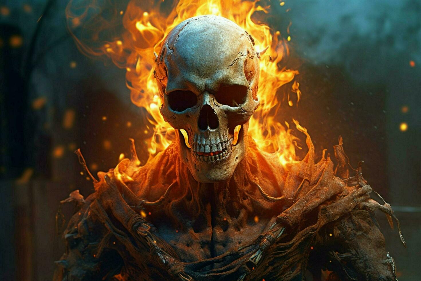 Download Ai Generated Ghost Rider Fiery Royalty-Free Stock