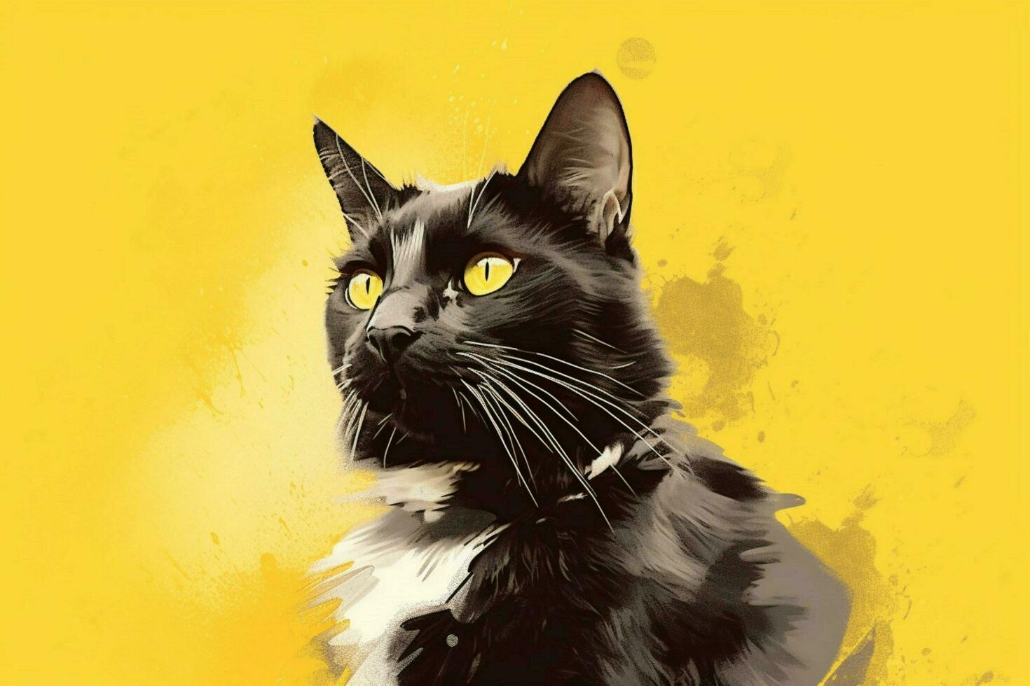 a cat with a yellow background that sayscat photo