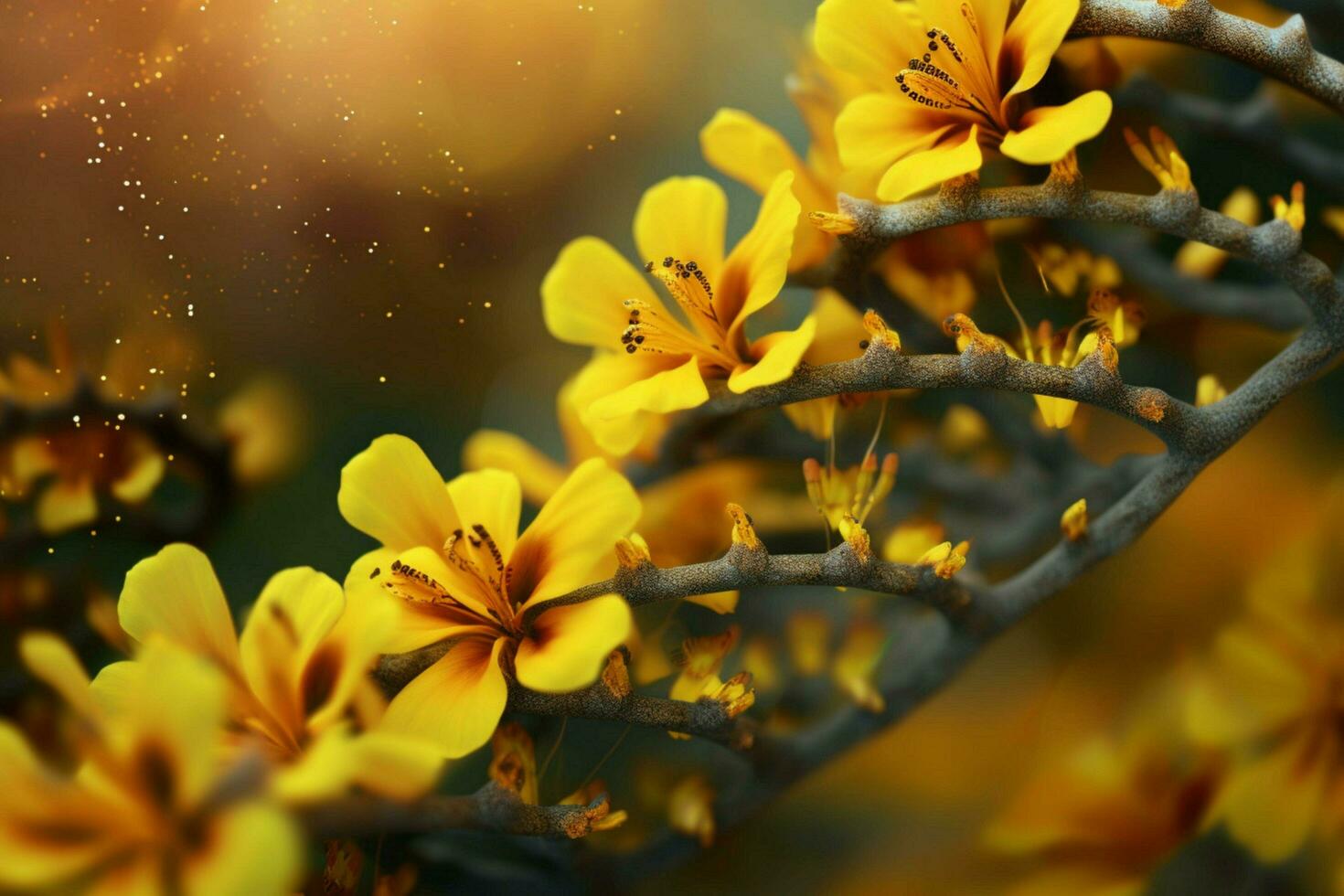 a close up of a dna structure with yellow flowers photo