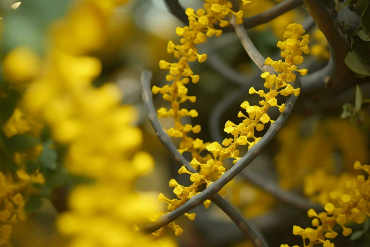 a close up of a dna structure with yellow flowers photo