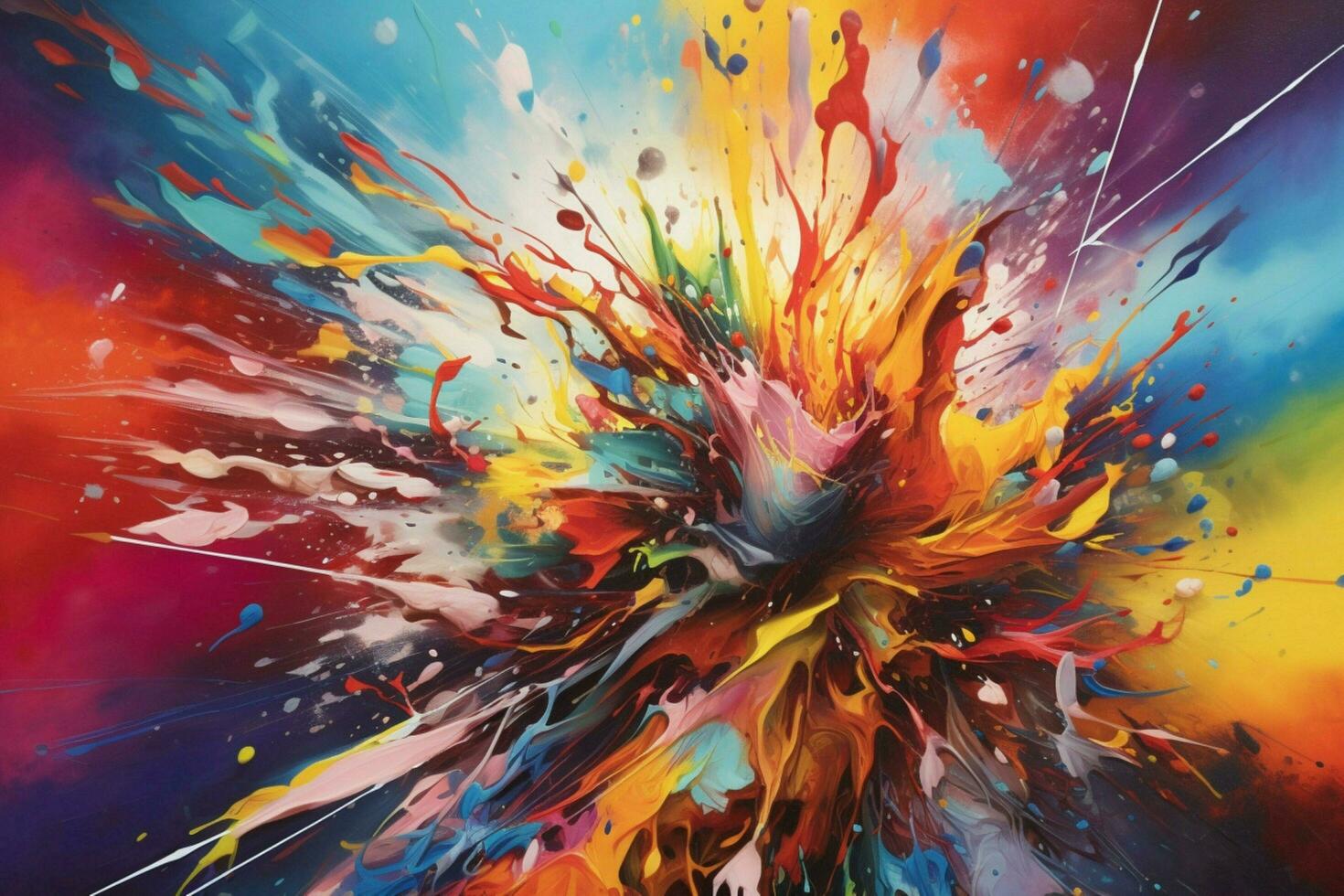 a colorful painting with a brush on it photo