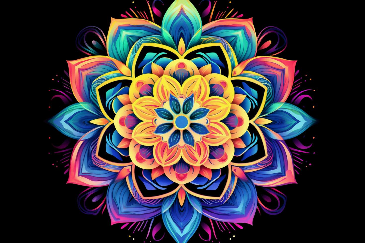 a colorful mandala with a colorful design in the photo