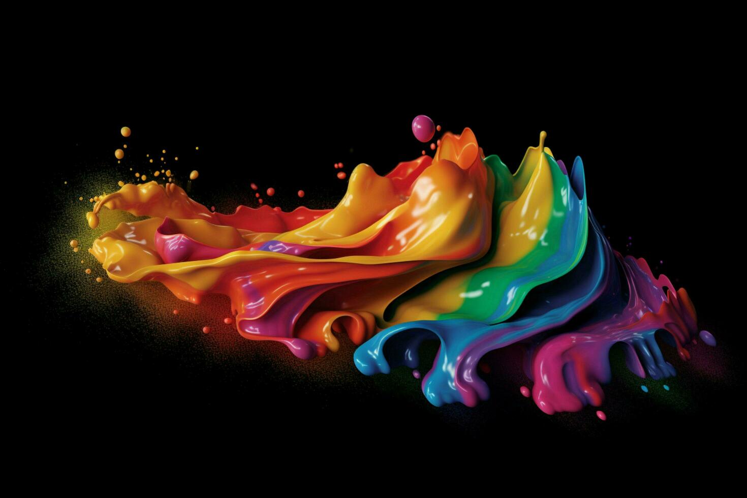 a colorful paint rainbow isolated on black illust photo