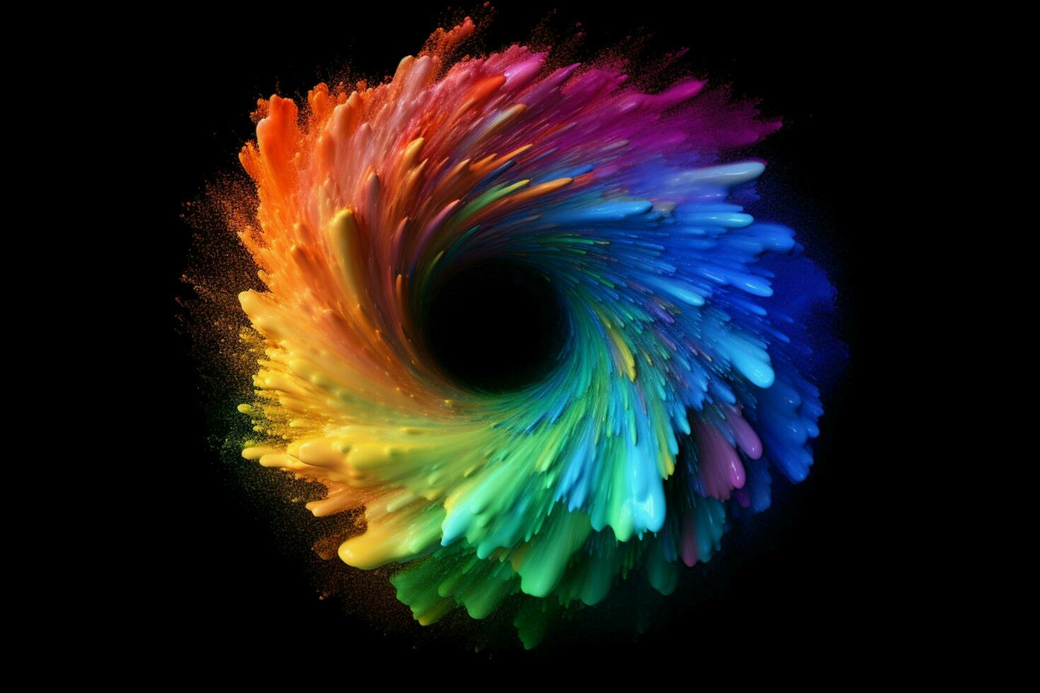 a colorful paint rainbow isolated on black illust photo