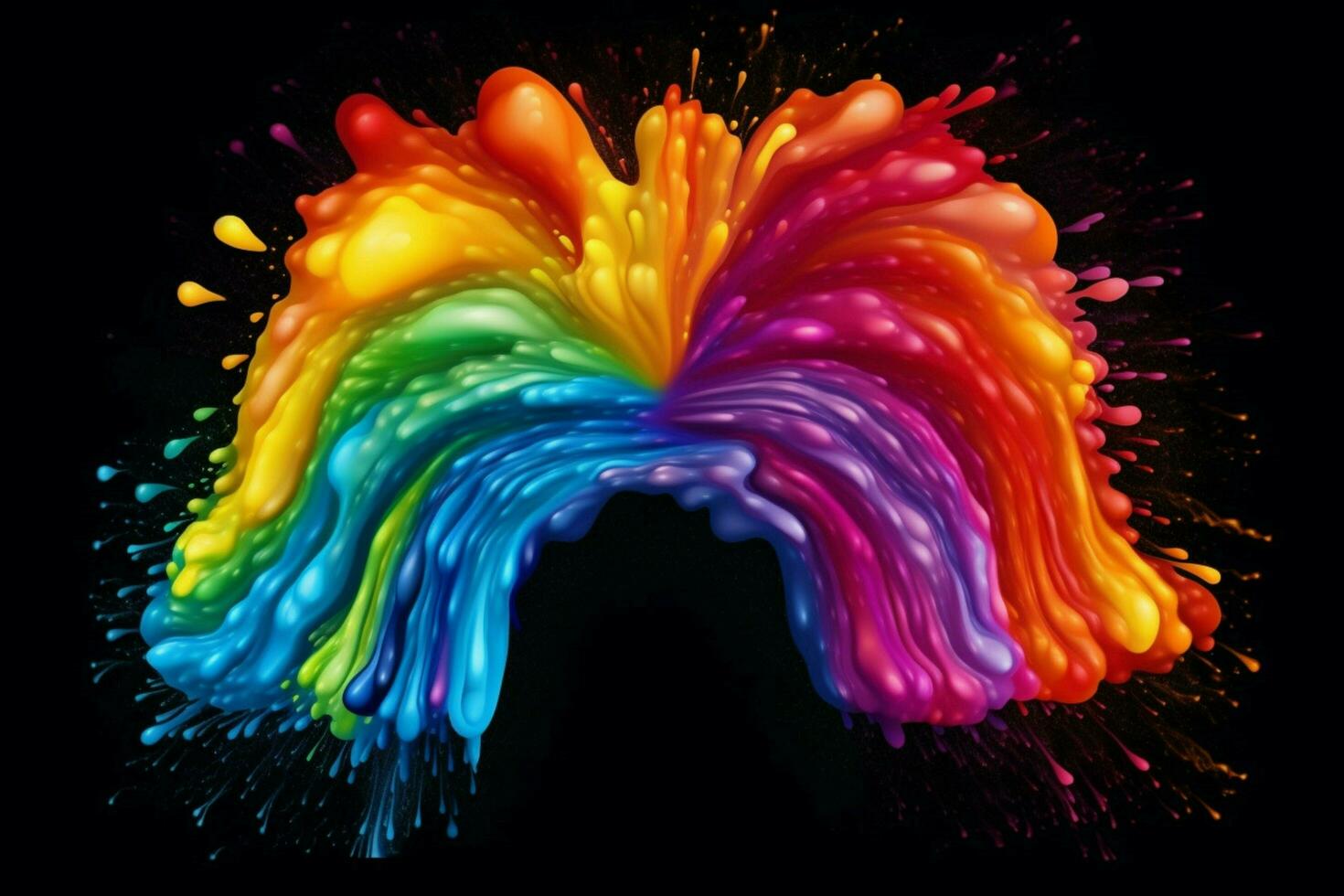 a colorful paint rainbow isolated on black illust photo