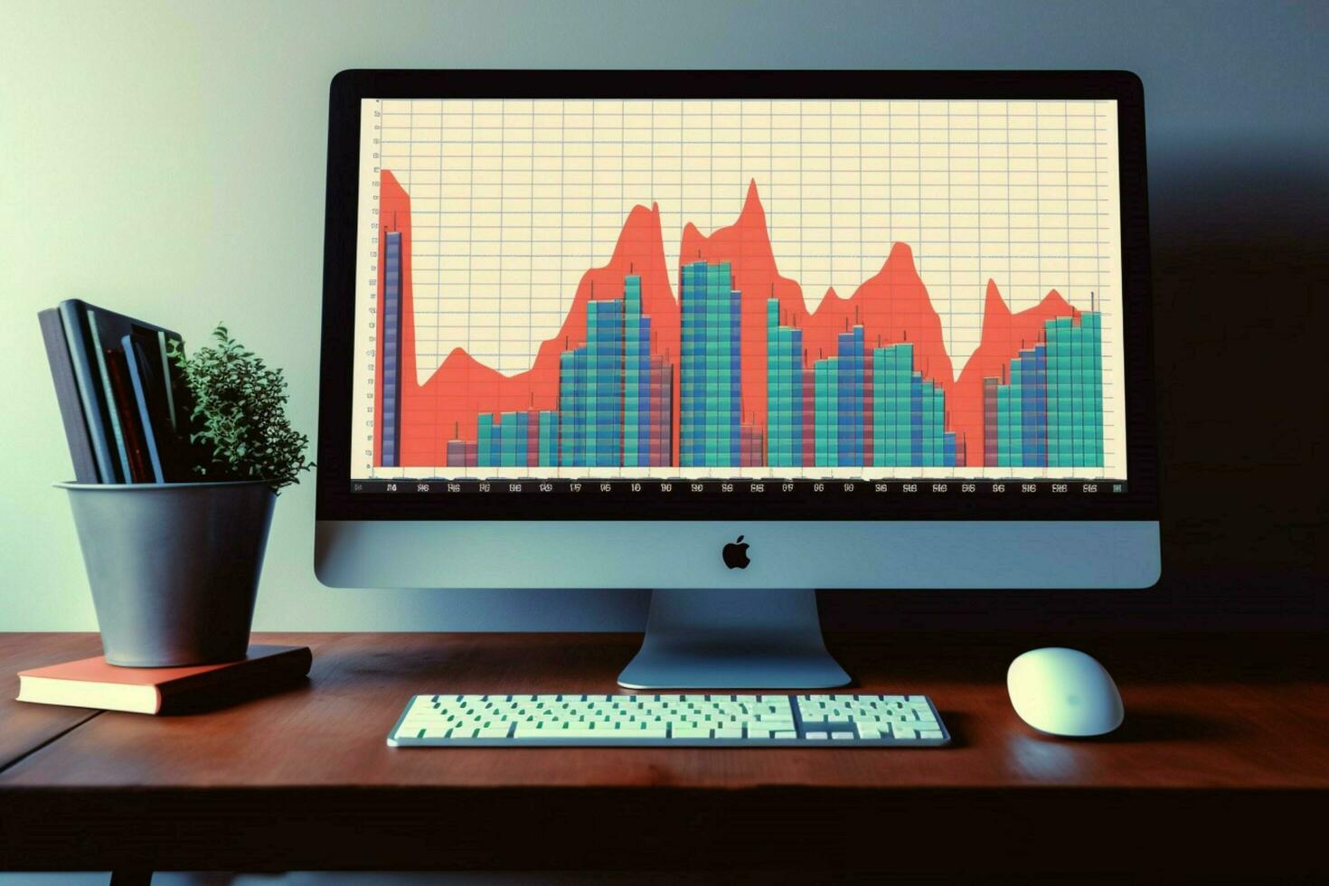 a computer monitor with a graph on it photo