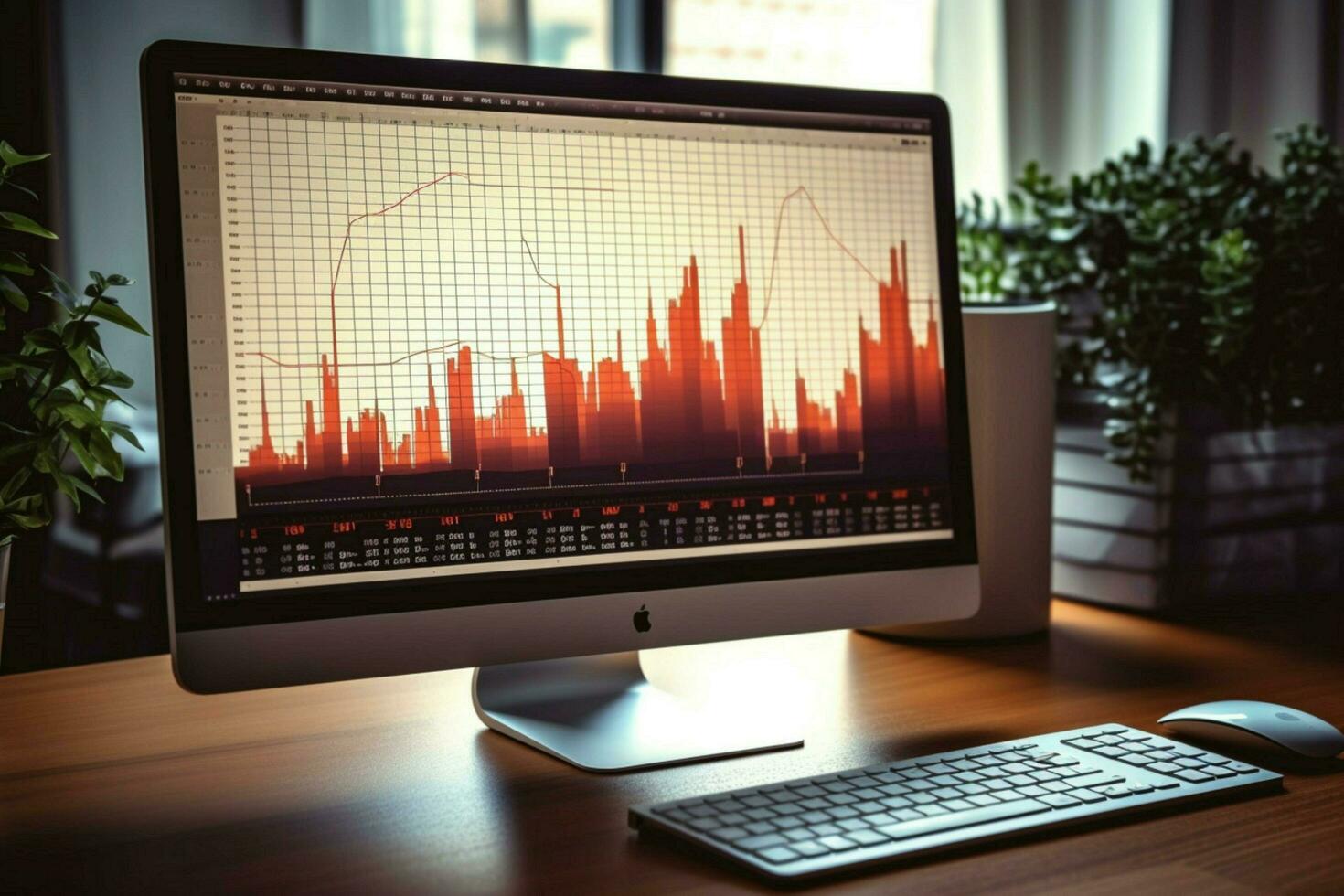 a computer monitor with a graph on it photo