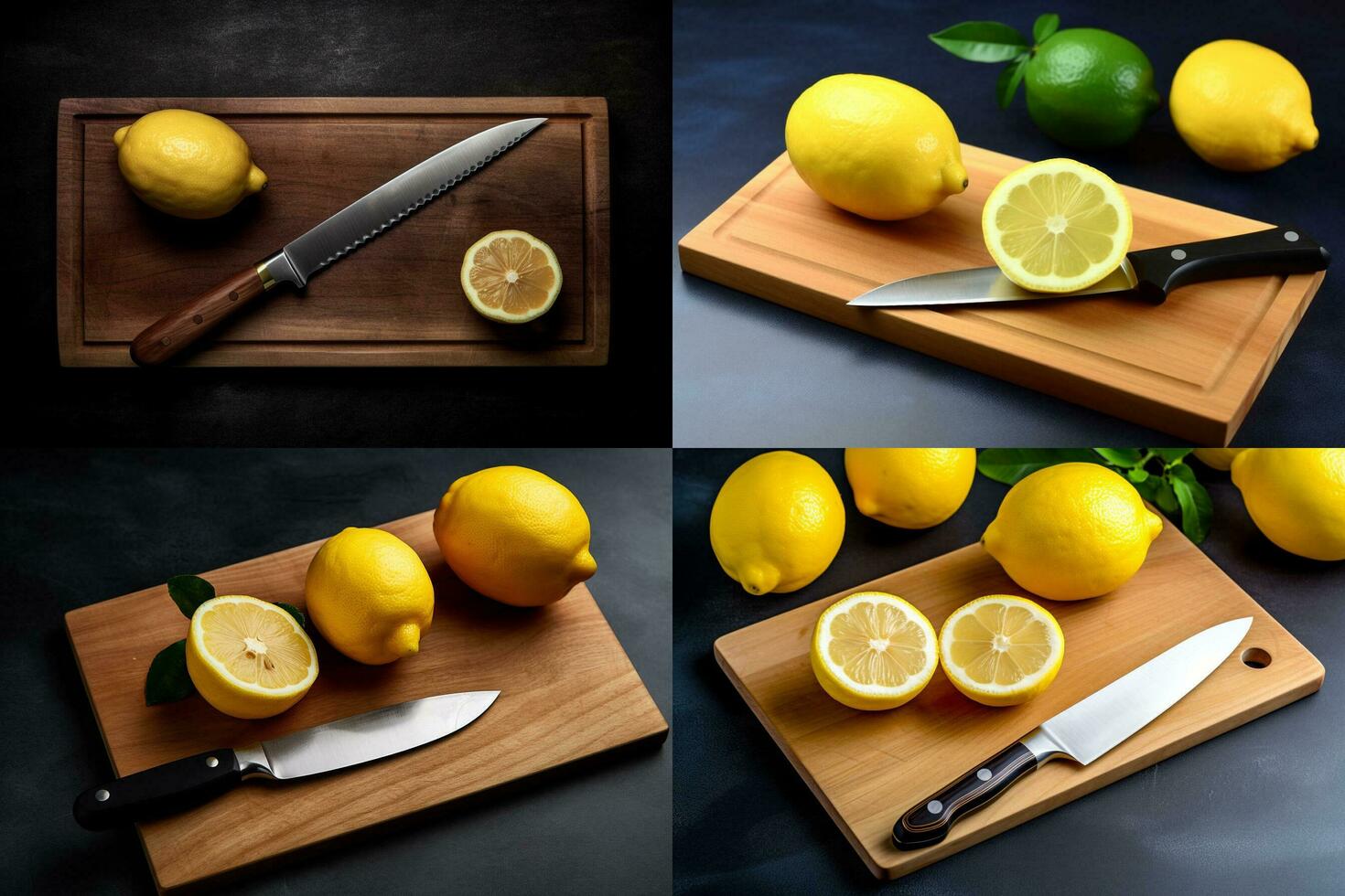 a cutting board with a knife and a knife with a l photo