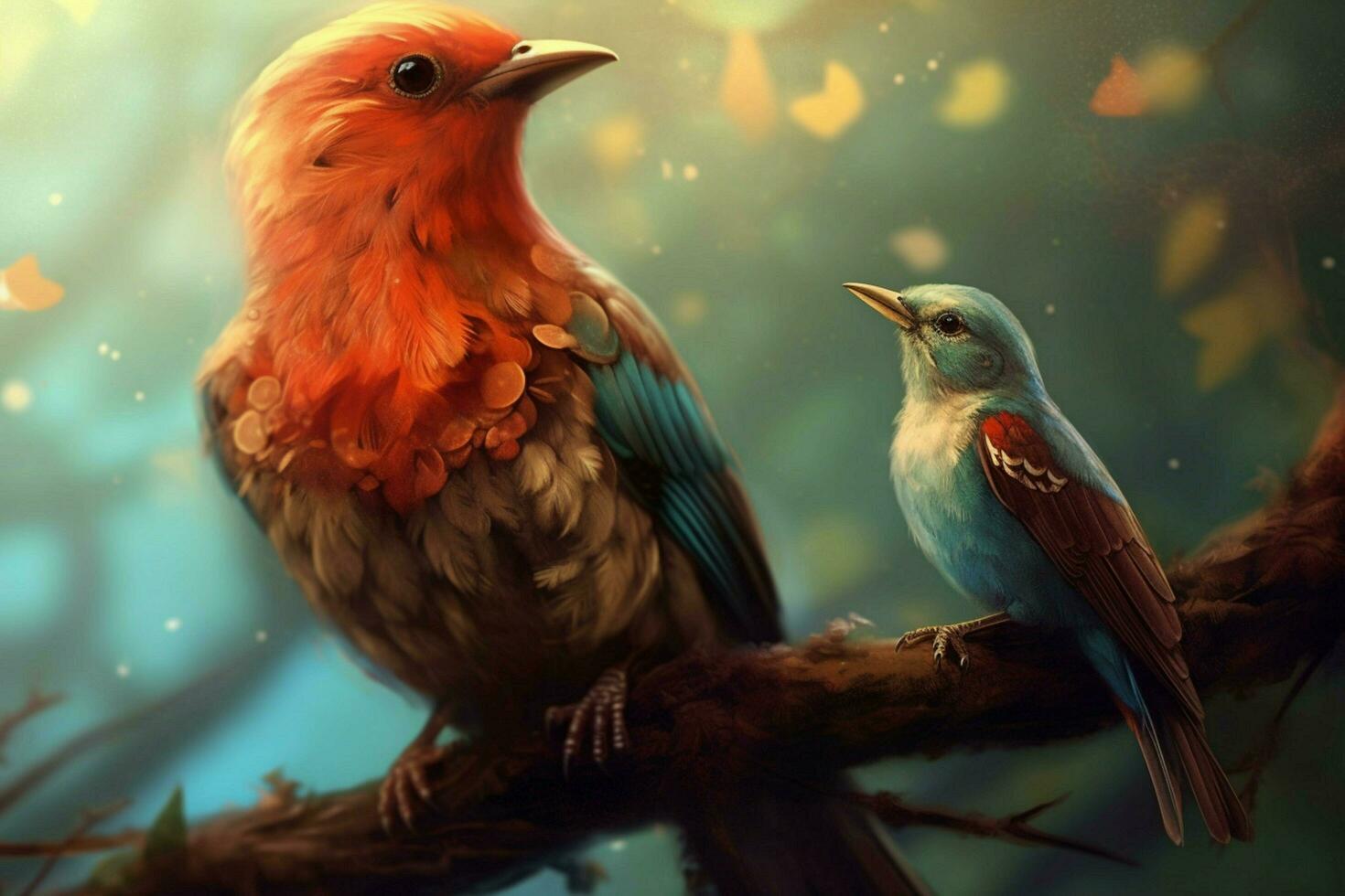 a digital illustration of a bird with a bird on i photo