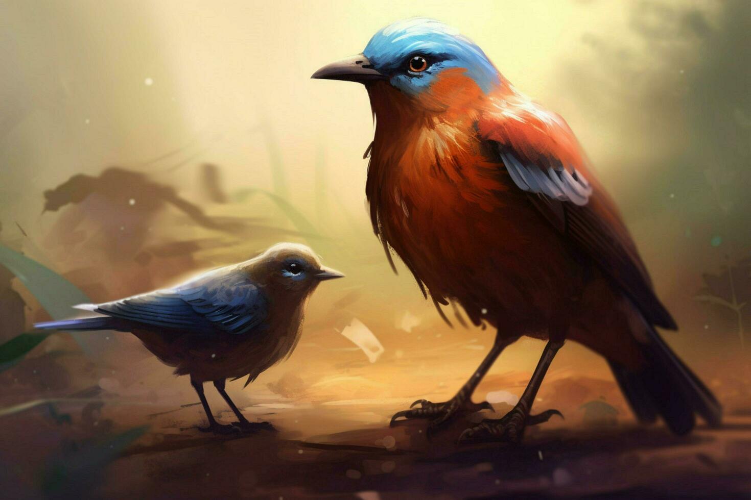 a digital illustration of a bird with a bird on i photo