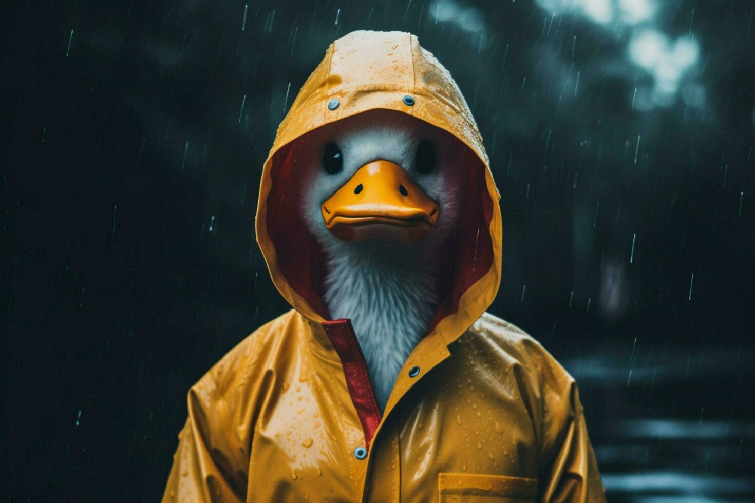a duck in a raincoat with a hood and a hood 30628749 Stock Photo at