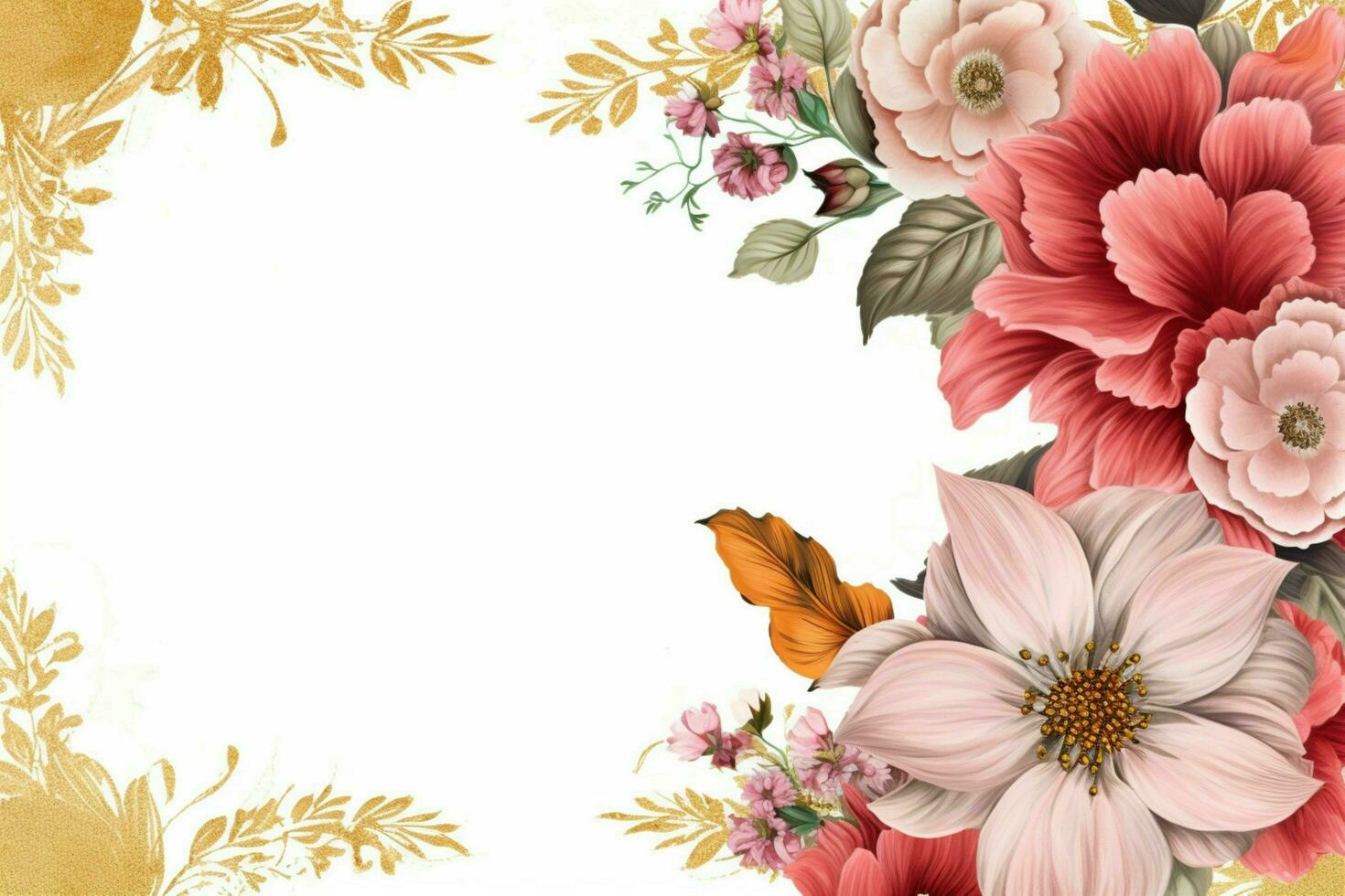 a frame with flowers and a gold border photo