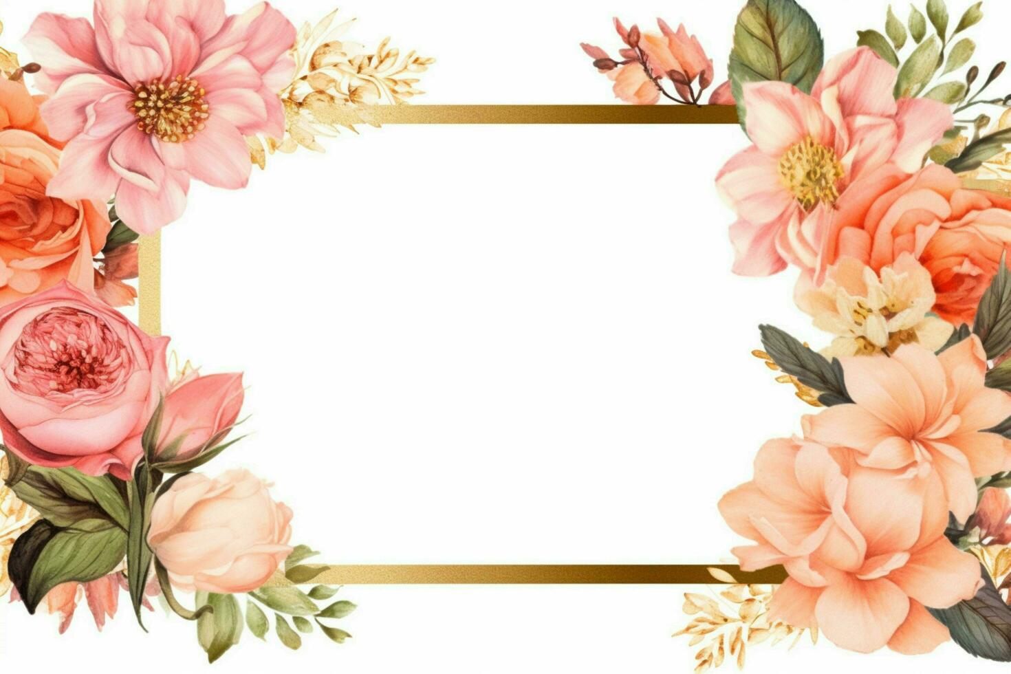 un marco con flores y un oro frontera foto