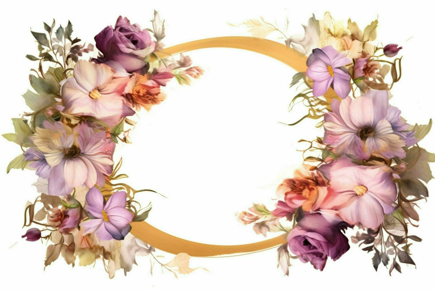 a frame with flowers and a gold border photo