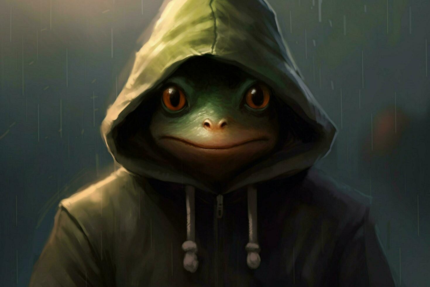 a frog in a hoodie with a hoodie that saysfrogon photo