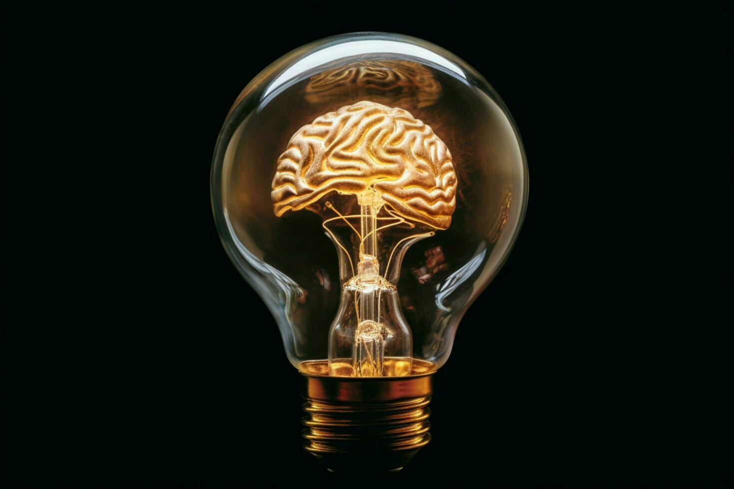 a glass brain with a light bulb in the middle photo