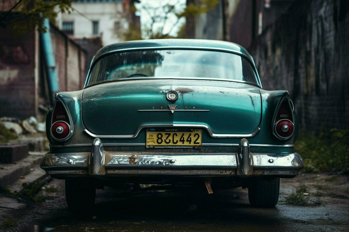 a green car with the license plate number 362n photo