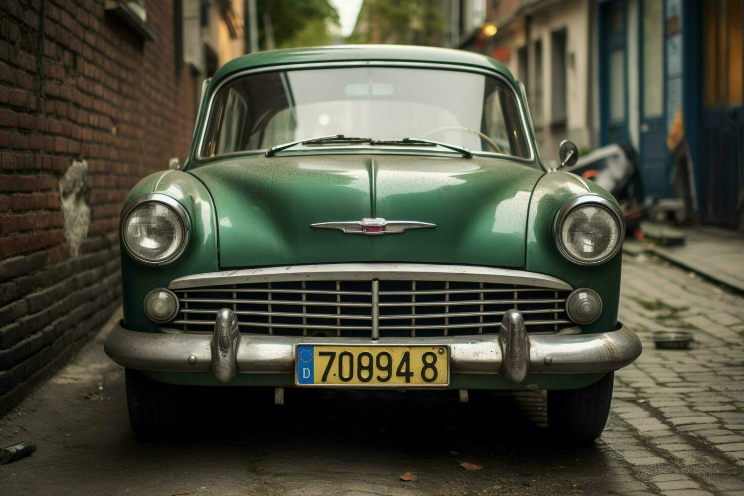 a green car with the license plate number 362n photo