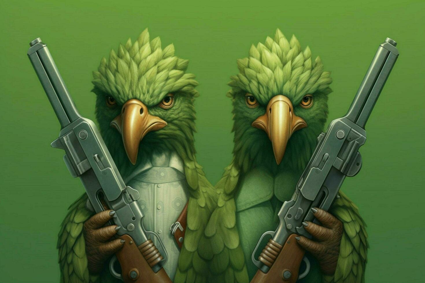 a green eagle with a green head and a green head photo