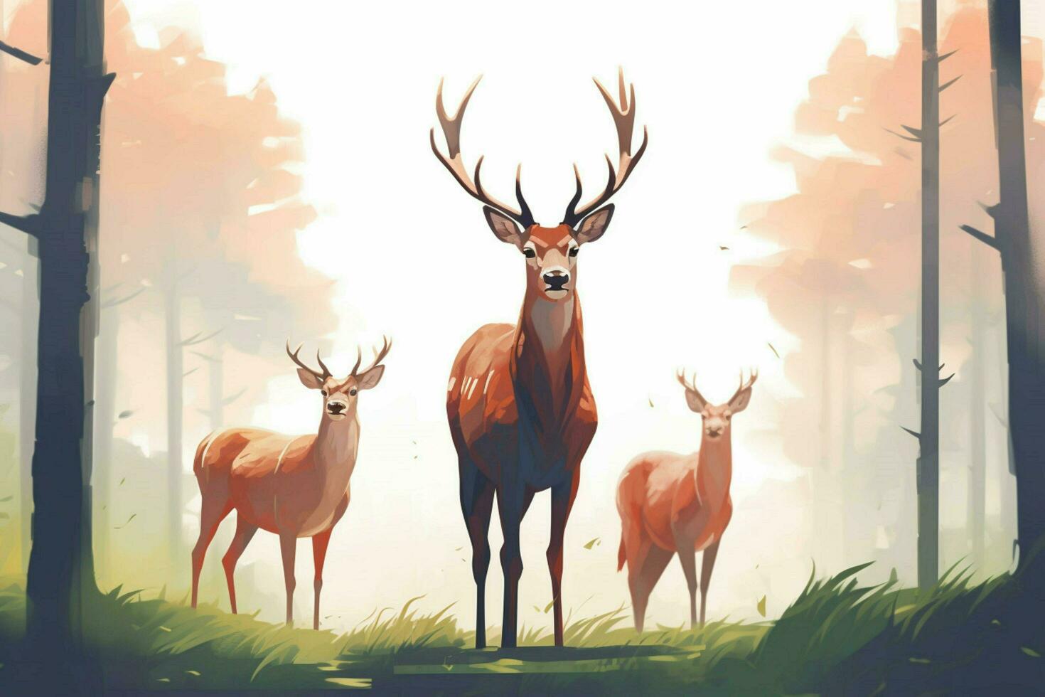 a group of deer by animals illustration photo