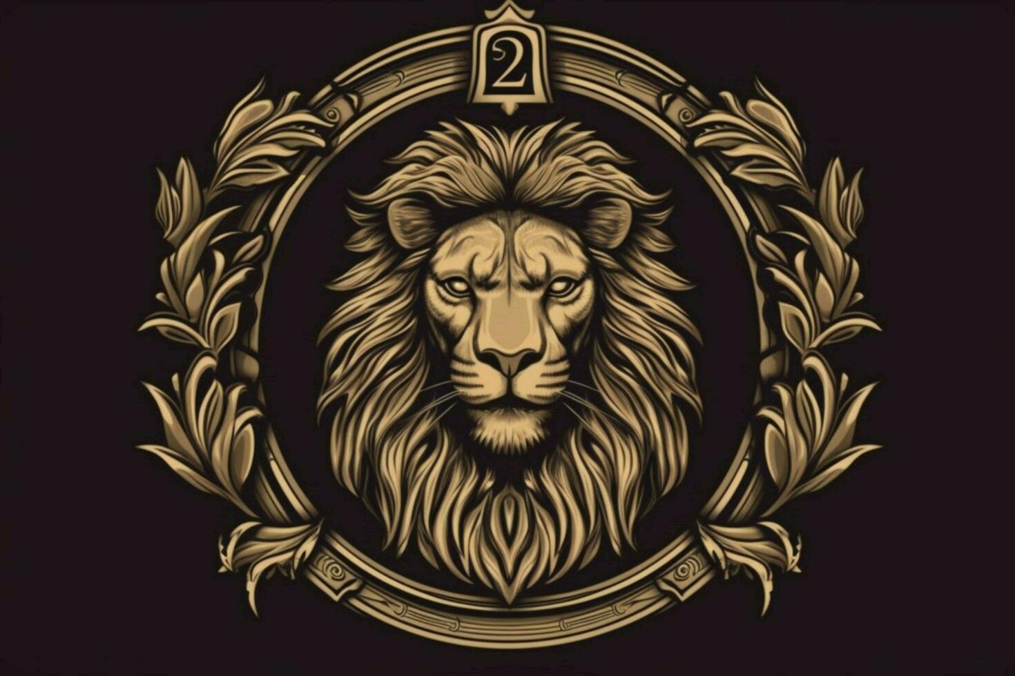 a lion with a crown on it is in a circle with the n photo