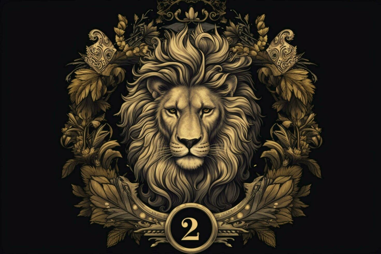 a lion with a crown on it is in a circle with the n photo