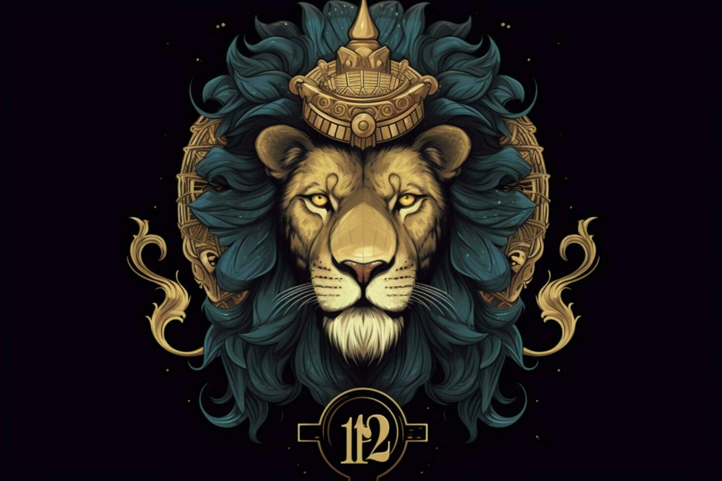 a lion with a crown on it is in a circle with the n photo