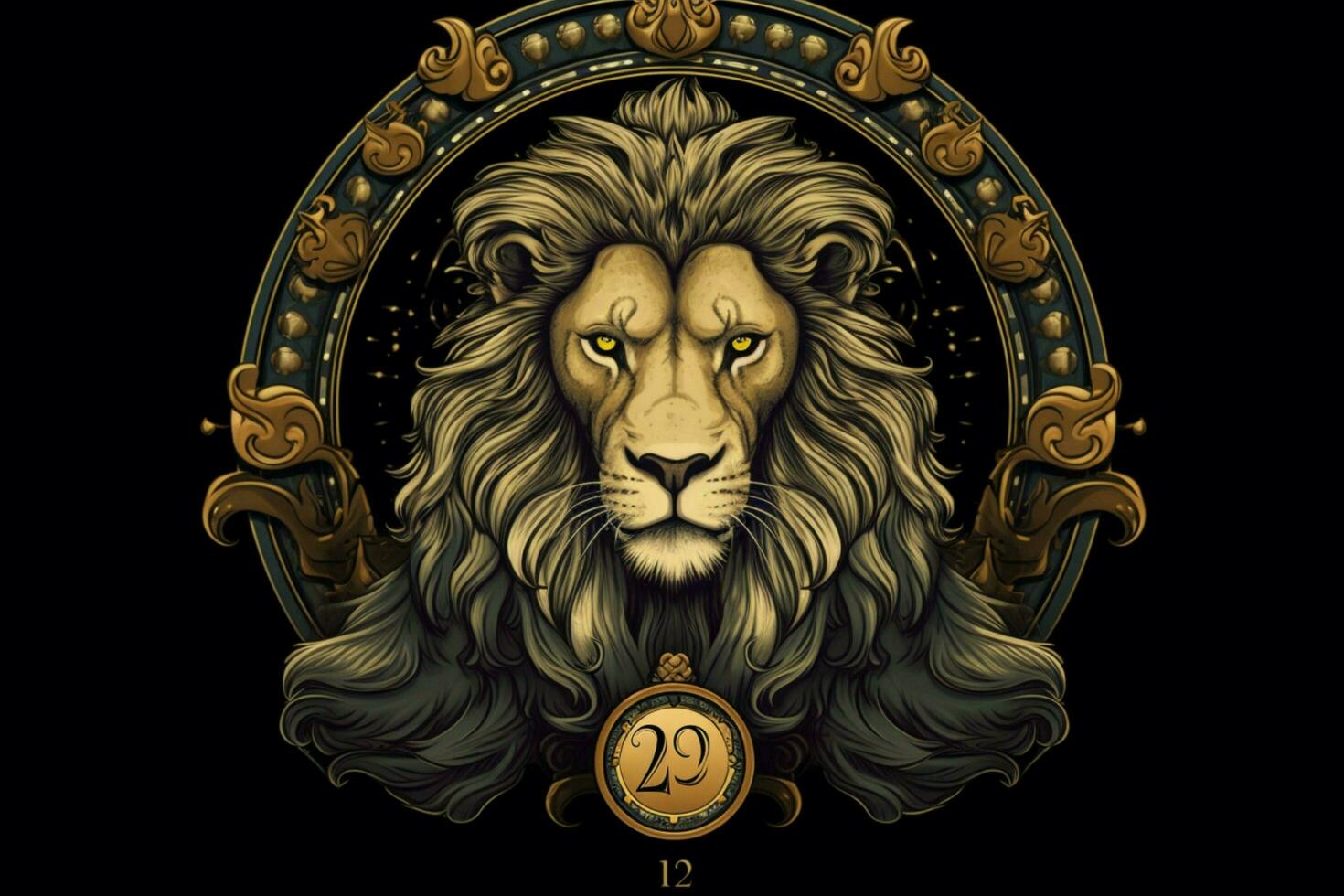 a lion with a crown on it is in a circle with the n photo