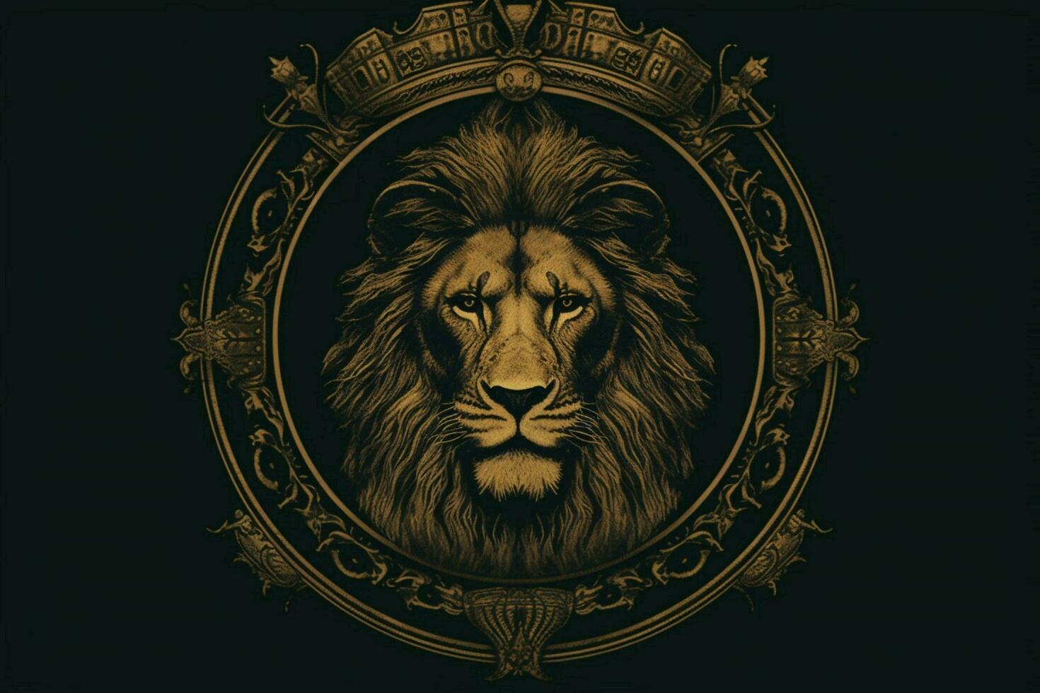 a lion with a crown on it is in a circle with the n photo