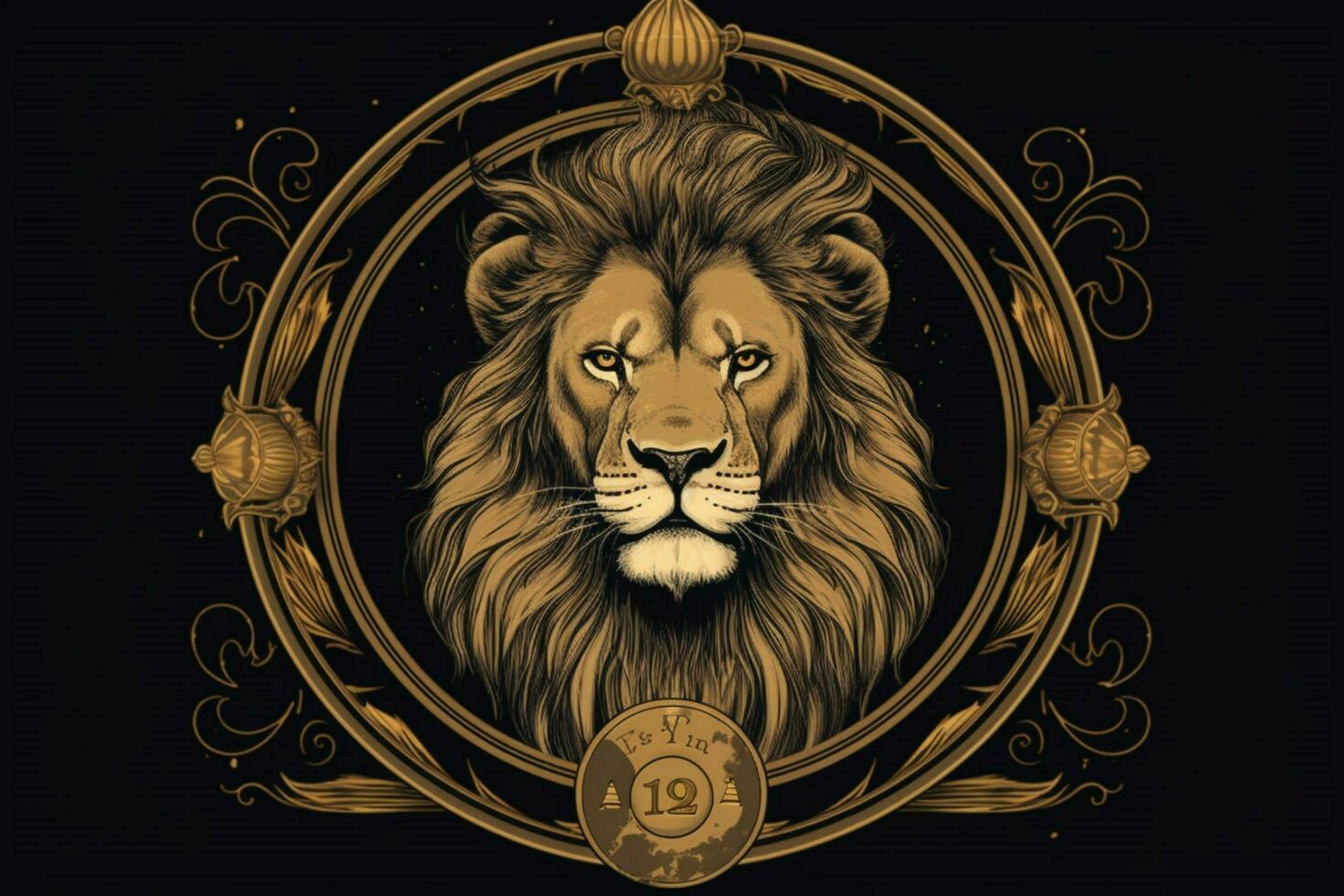 a lion with a crown on it is in a circle with the n photo