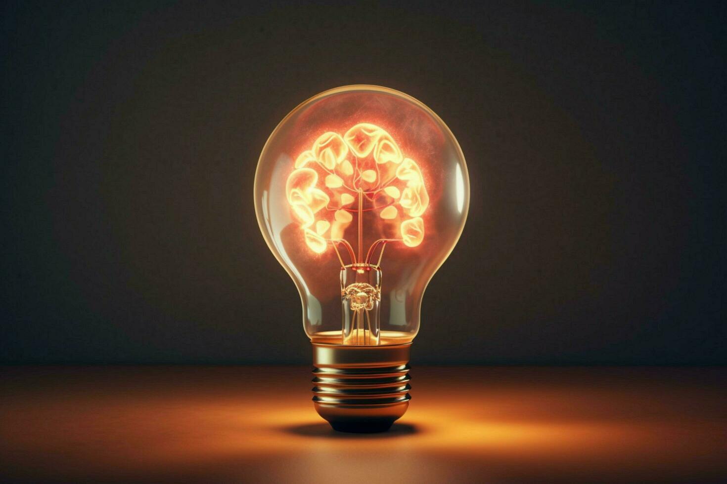 a light bulb with a brain inside is lit up photo