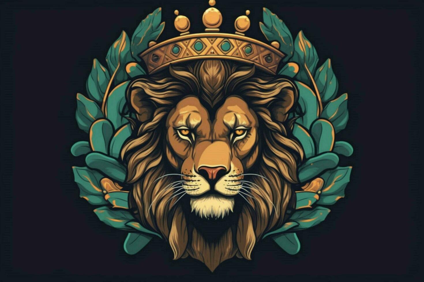 a lion with a crown on it is in a circle with the photo