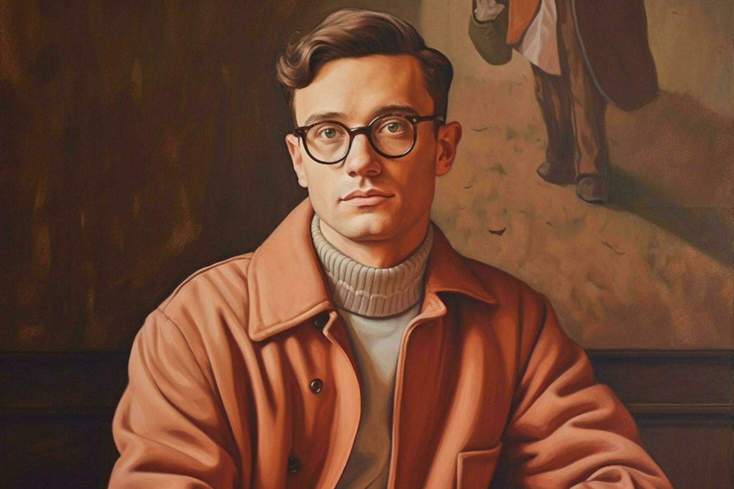 a man with glasses and a brown sweater photo